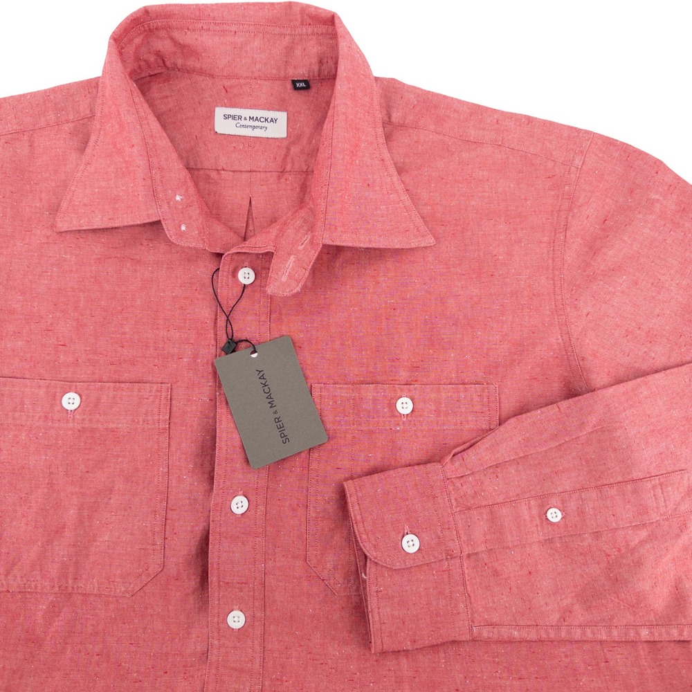 NWT Spier & Mackay Mens XXL Workshirt Red Cotton Slub Dual Pocket Utility NEW